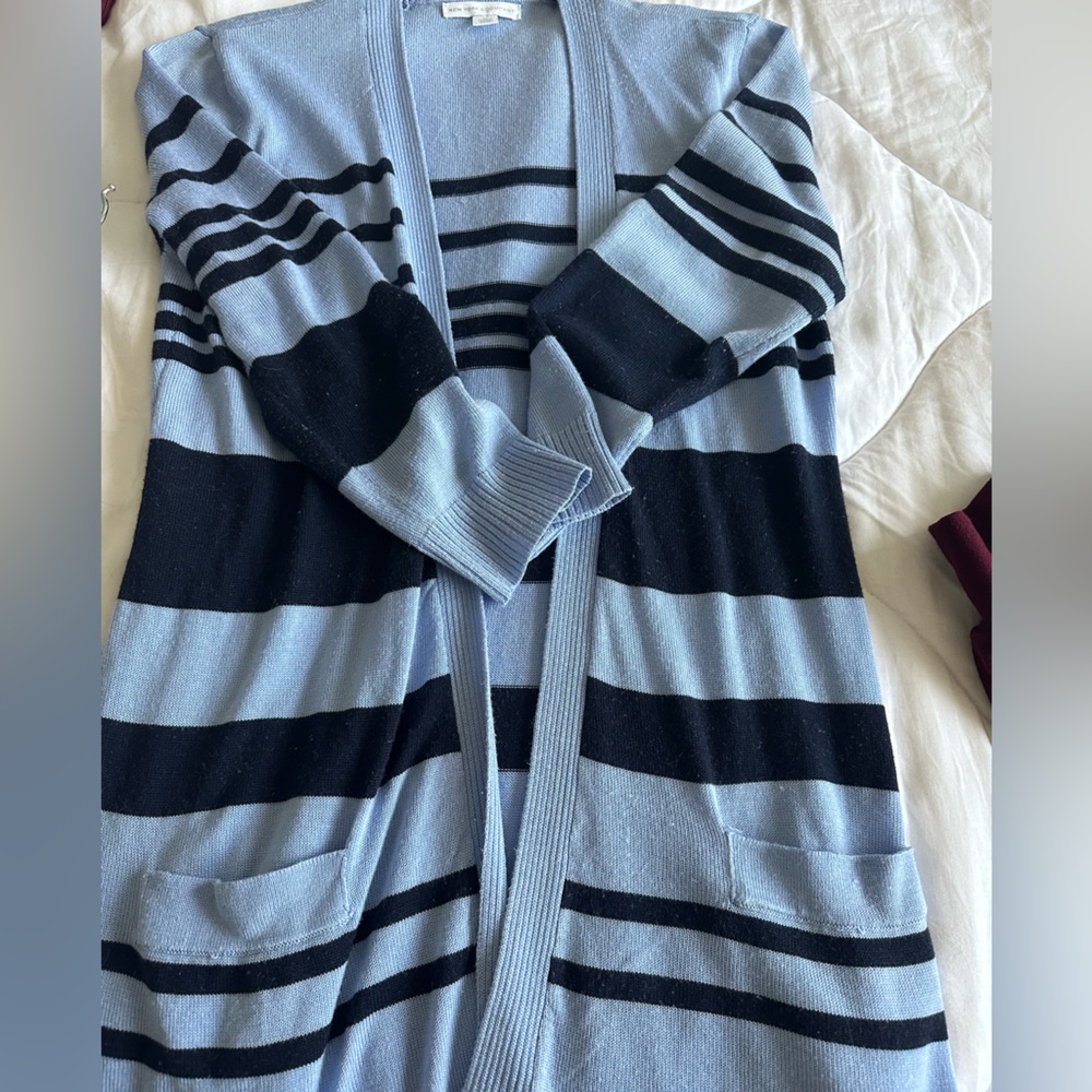 New York and company blue striped cardigan - XS
